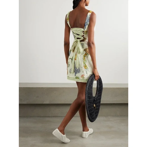 ALEMAIS + Sam Pauletto Sea printed linen mini dress US 2 - Picture 4 of 12